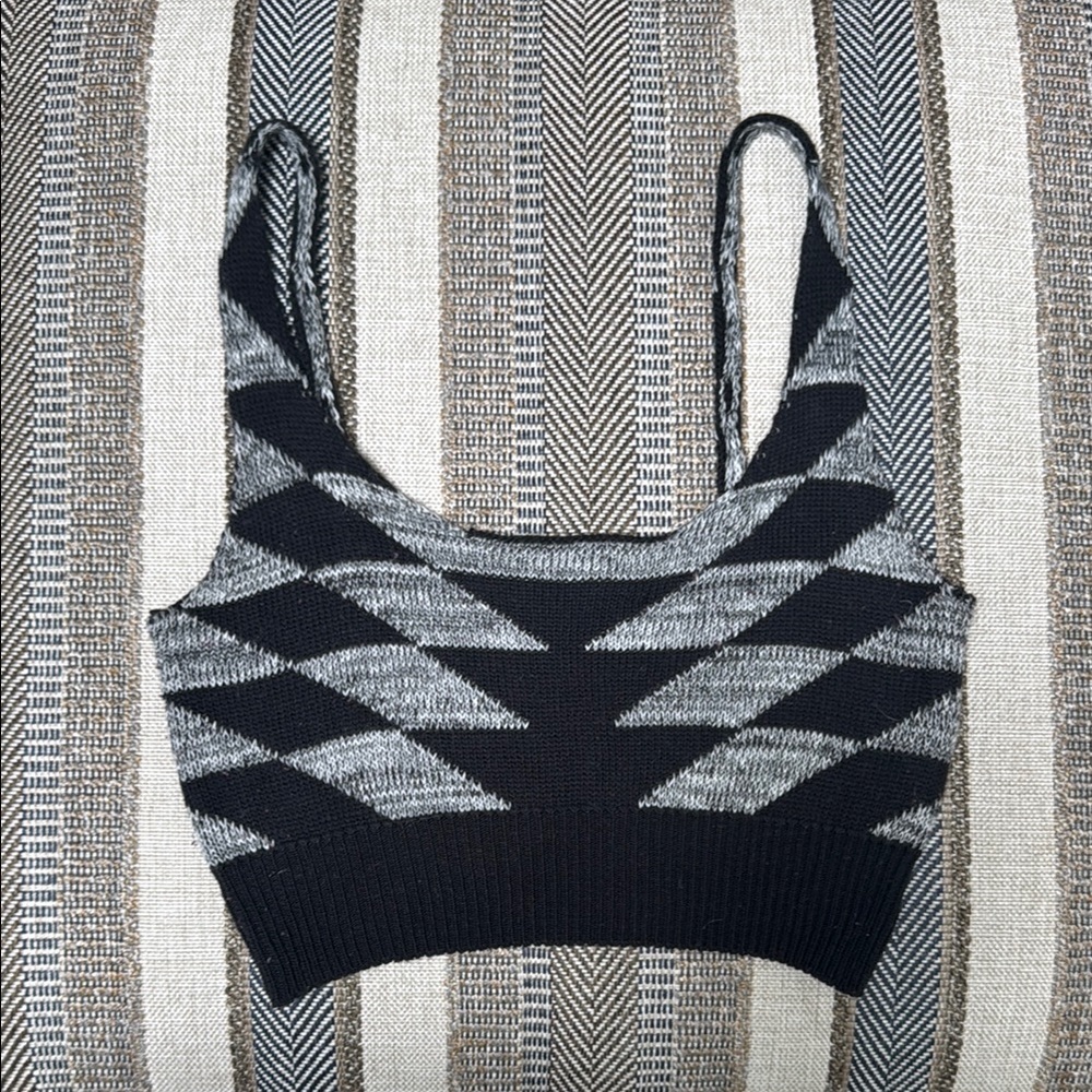 Obey Black and Gray Patterned Women's sweater Bralette/crop top